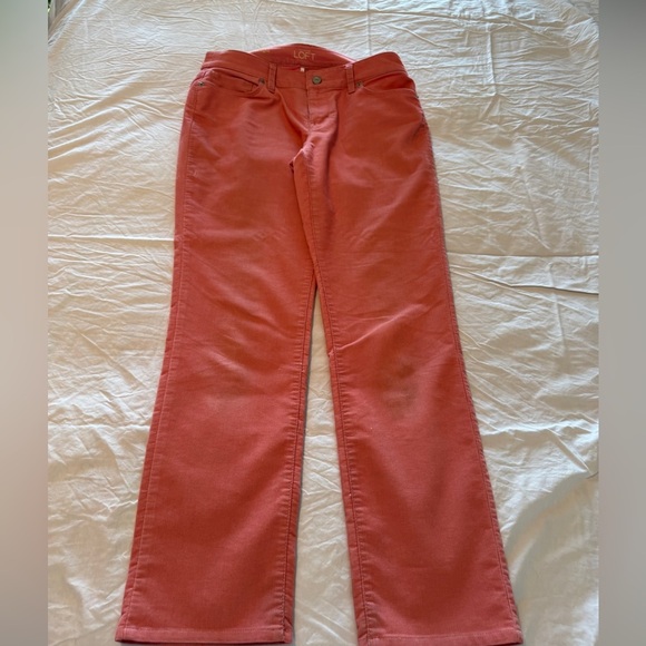 Loft curvy straight melon colored pinwale corduroy pants size 28/6 - Picture 1 of 11
